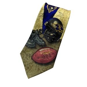 VTG Baltimore Ravens NFL 100% Silk Tie Mens Eagles Wings Football Fan Accessory